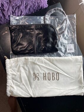 Brand New HOBO Black Leather Wristlet with Dust Bag